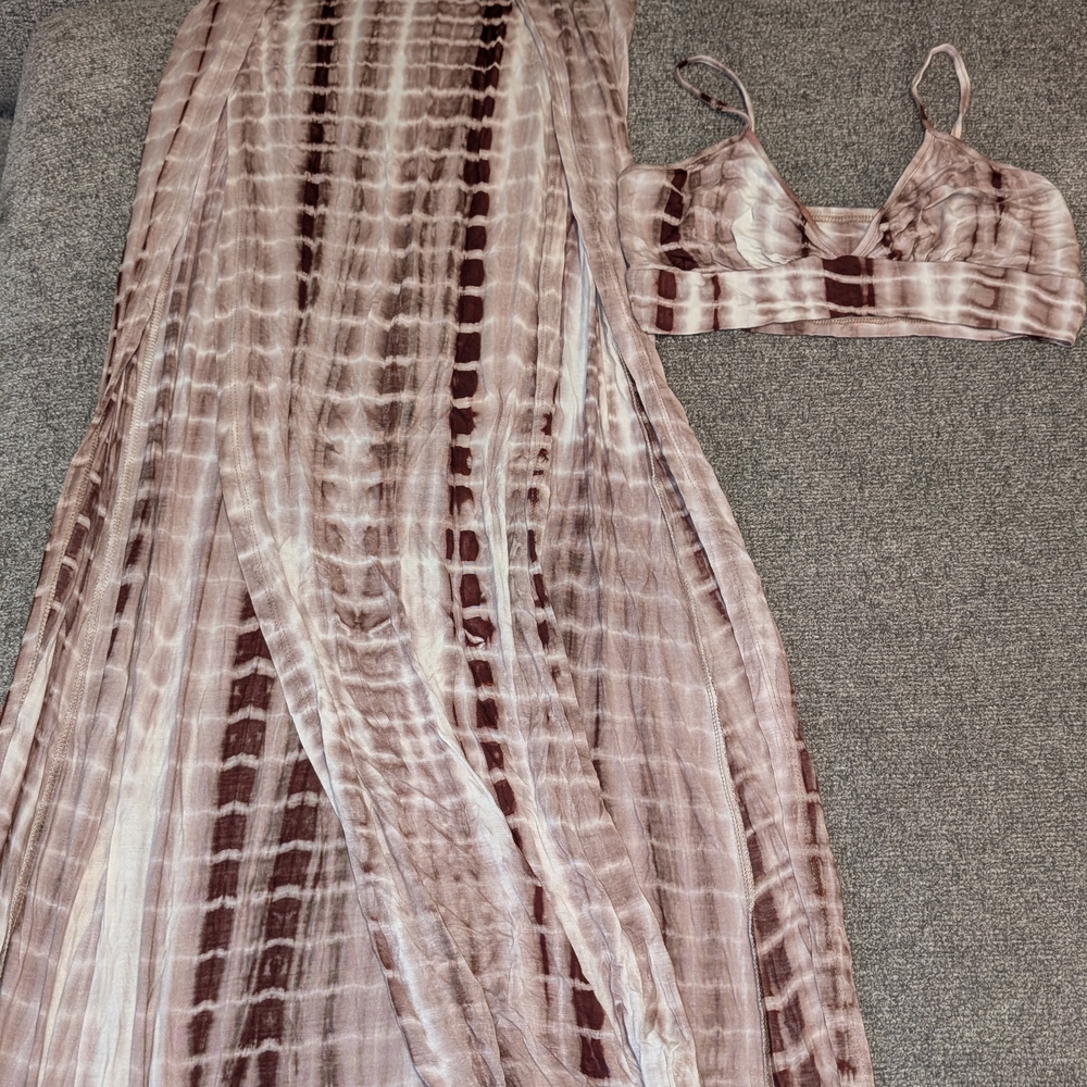 SHEIN Pink and Brown Tie-Dye Jumpsuit